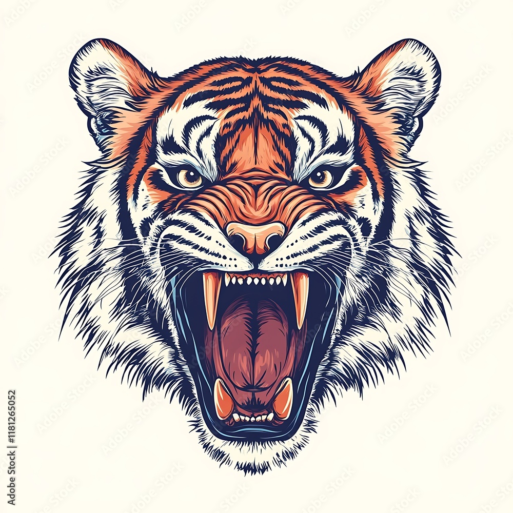 Fototapeta premium Roaring tiger head illustration. (1)