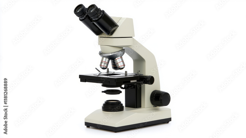 High quality medical microscope isolated on white background High quality medical microscope isolated on white background
