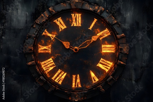 Wallpaper Mural Fiery Clock Face Shows Time's Passage Torontodigital.ca