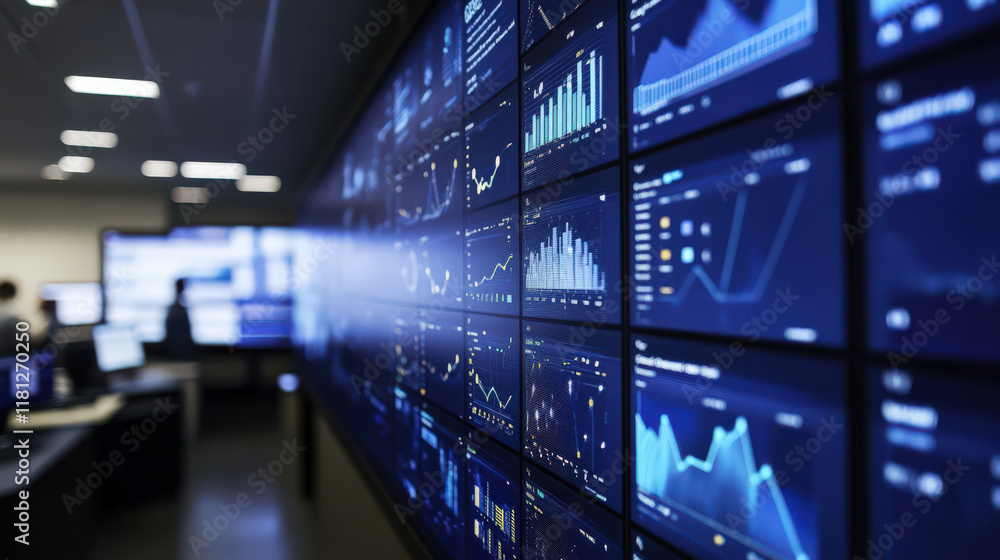 Data analytics monitor displayed large screen Data analytics monitor displayed large screen