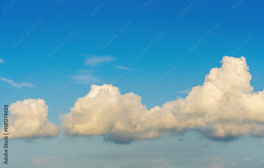Tranquil Sky with Fluffy Clouds Under Vibrant Blue Tranquil Sky with Fluffy Clouds Under Vibrant Blue