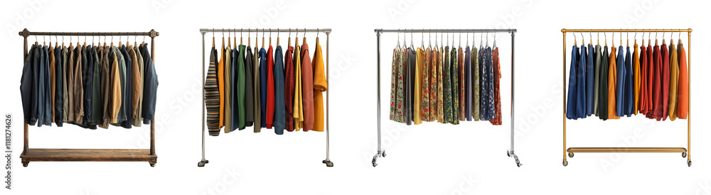 Clothes rail collection isolated on transparent background Clothes rail collection isolated on transparent background