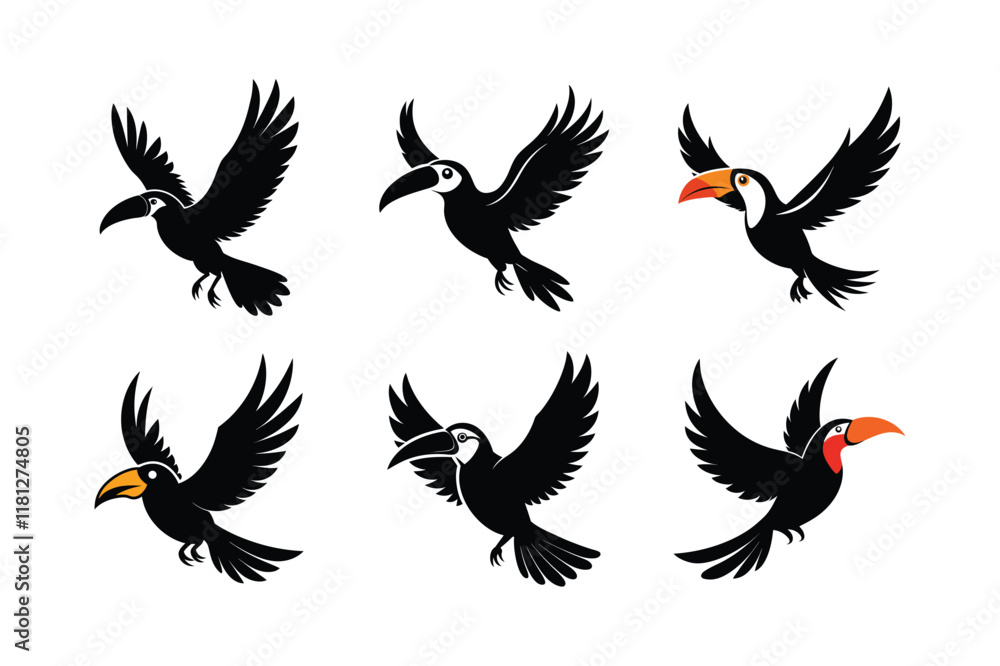 Obraz premium toucan bird silhouette vector art illustration