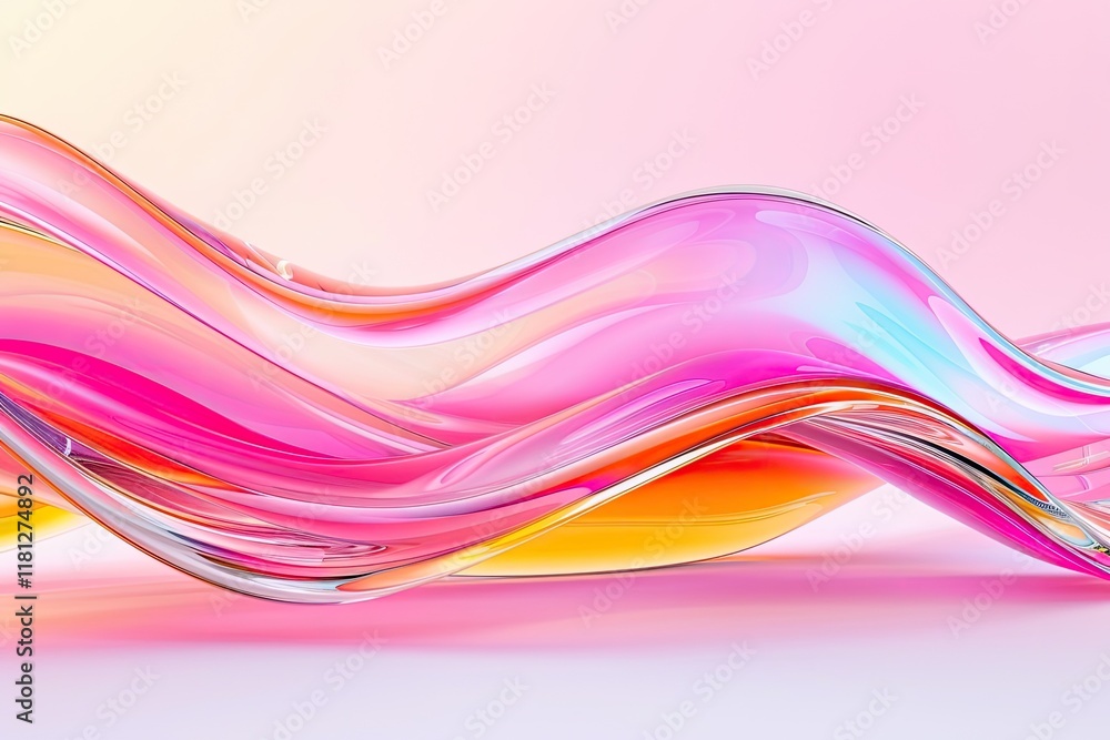 Naklejka premium Abstract background design, colorful glass shapes flowing 3d effect, perfect for presentation