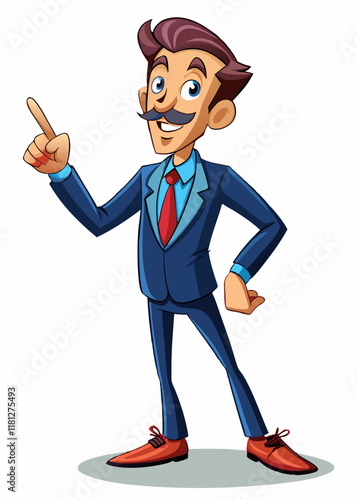 Businessman in elegant suit pointing finger upward