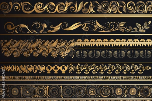 A set of vector drawings with seamless Greek classical ornament.