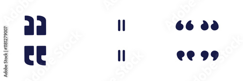 Set of quote mark. Quotes icon vector set. Quote marks outline, speech marks, inverted commas or talking marks collection. 