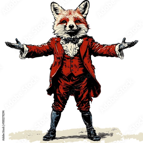 A fox in a suit, theatrically presenting. photo