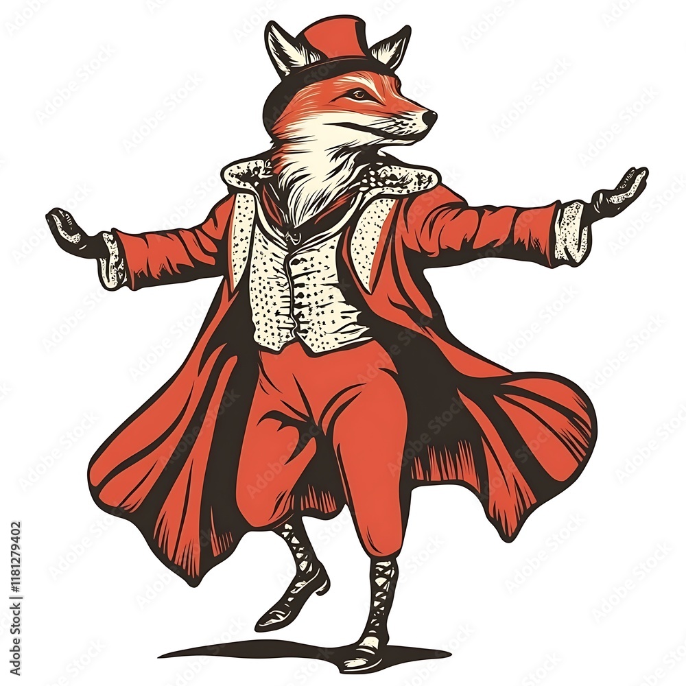 Fototapeta premium A fox in a magician's outfit performing.