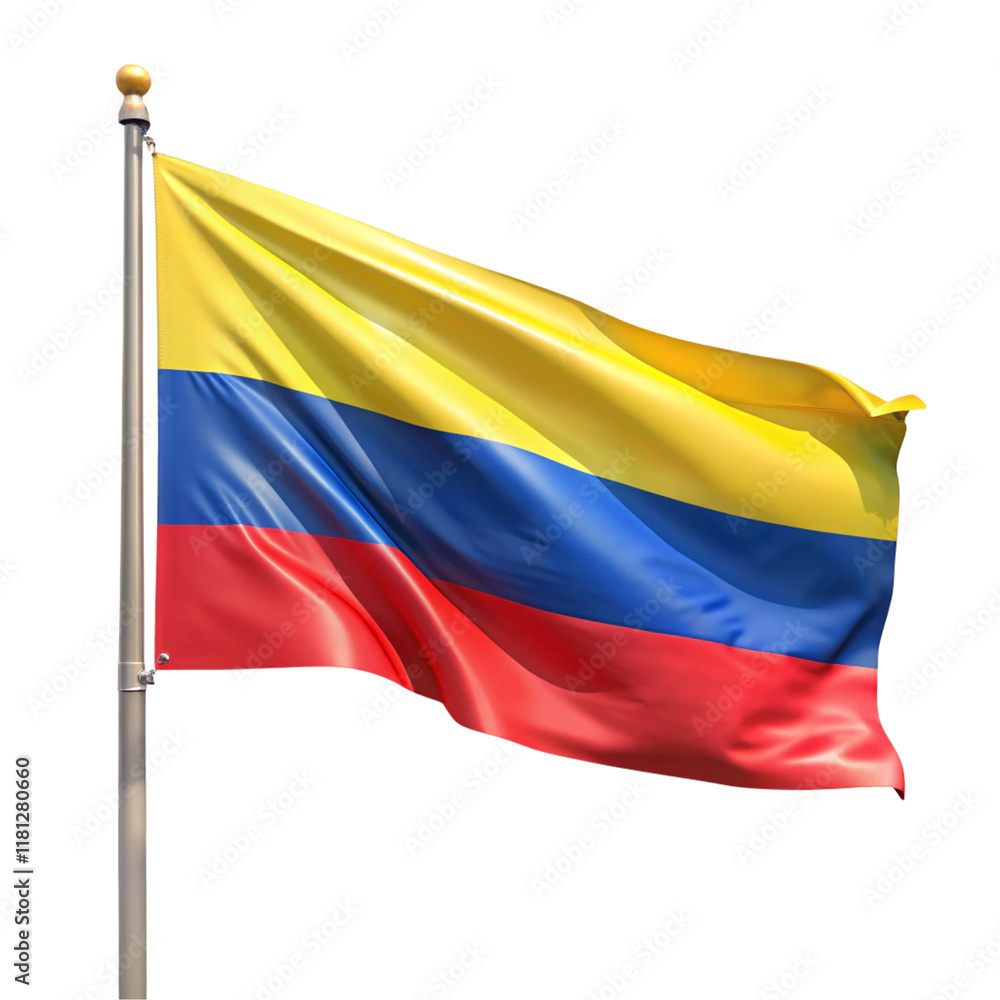 3D Colombia flag with realistic texture isolated on transparent background
3D Colombia flag with realistic texture isolated on transparent background