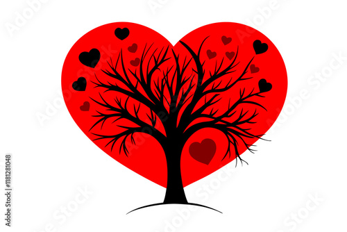 valentine day heart shaped tree of love design vector