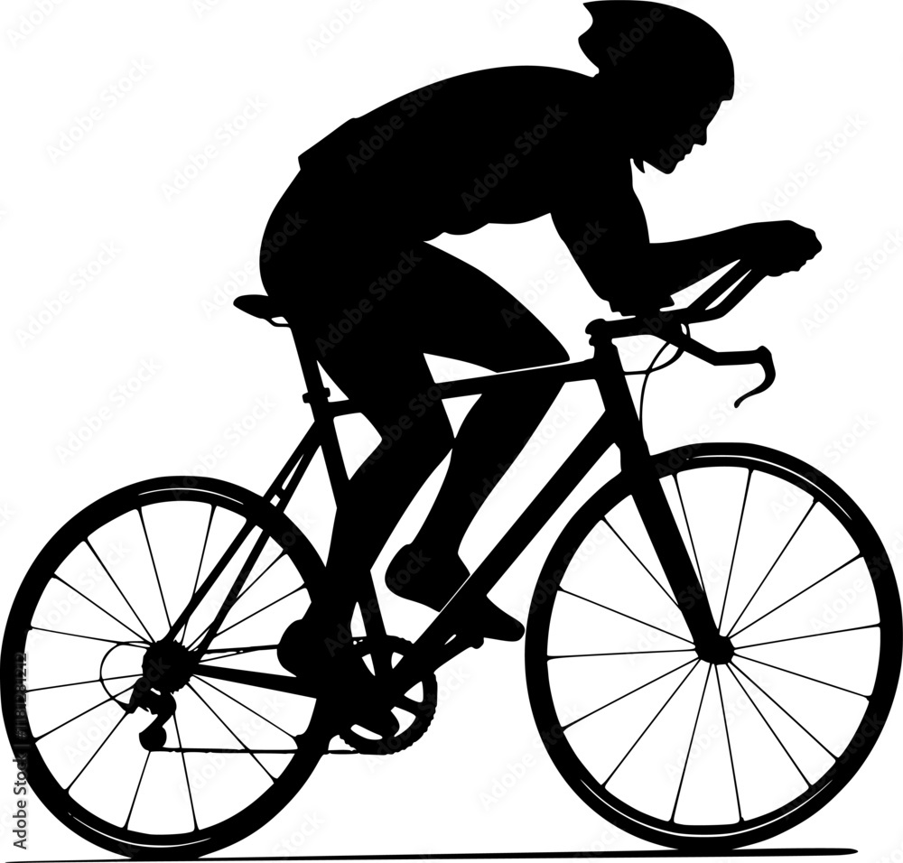 Fototapeta premium high quality race bicyclist silhouette - vector. Transparent background PNG, cutout