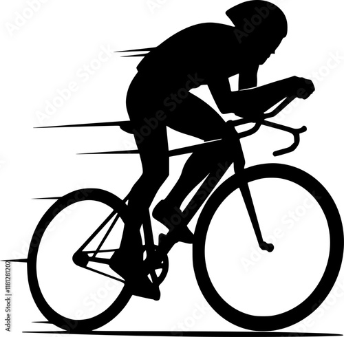 high quality race bicyclist silhouette - vector. Transparent background PNG, cutout
