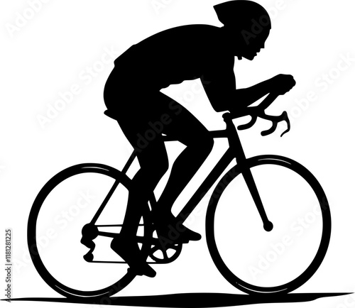 high quality race bicyclist silhouette - vector. Transparent background PNG, cutout