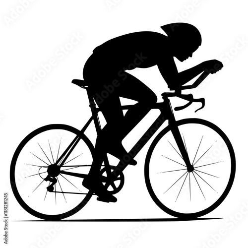 high quality race bicyclist silhouette - vector. Transparent background PNG, cutout