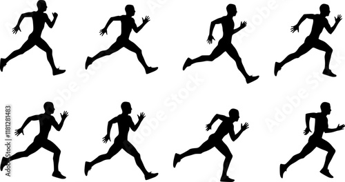 runners silhouettes collection. vector. Transparent background PNG, cutout