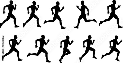 runners silhouettes collection. vector. Transparent background PNG, cutout