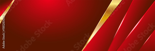 Modern luxury red and gold background with light effect Suitable for website banners, landing pages