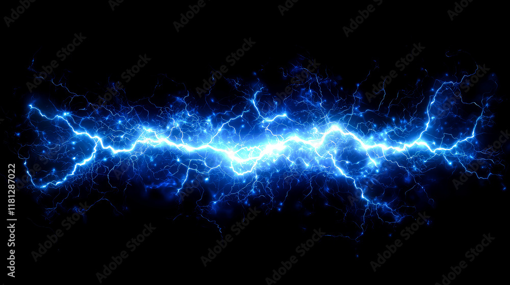 Fototapeta premium Stunning Abstract Blue Lightning: An Electrifying Energy Display