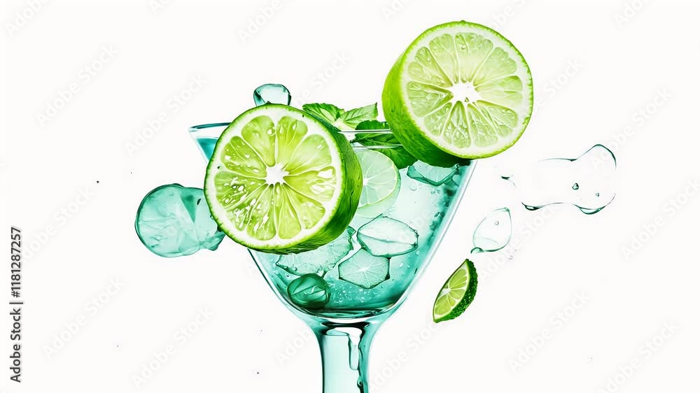 hand cocktail mojito illustration drawn watercolor olated white drink background watercolor cocktail drink mojito glasses lime mint ice cold alcohol lemon isolated green water white juice cool rum