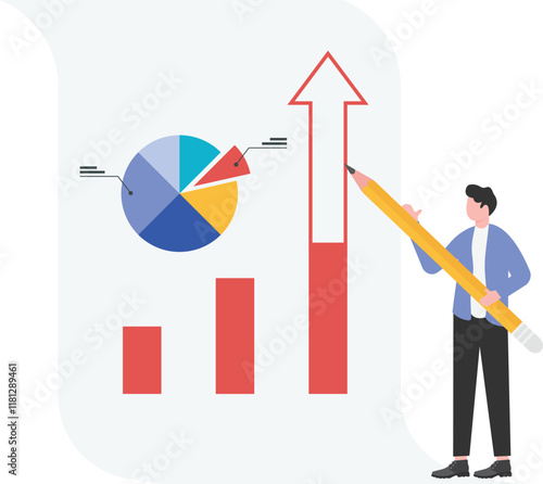Present company growth, boost profit or increase revenue, success investment or growing sales, report or improvement statistics concept,

