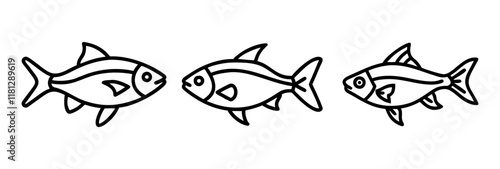 congo tetra fish  icon, fish line art, fish vector  - simple black line art icon of congo tetra fish  perfect for logos, and fish-themed designs.