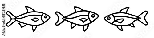 neon tetra fish  icon, fish line art, fish vector  - simple black line art icon of neon tetra fish  perfect for logos, and fish-themed designs.