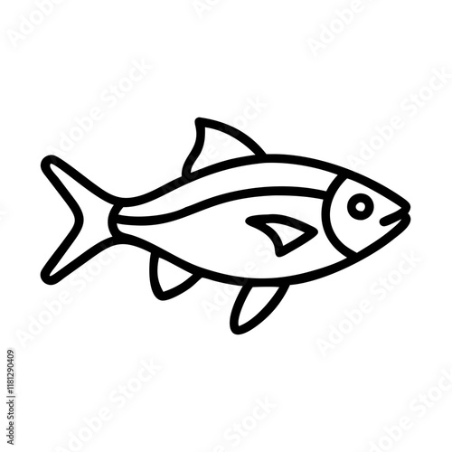 congo tetra fish icon, fish line art, fish vector  - simple black line art icon of congo tetra fish perfect for logos, and fish-themed designs.