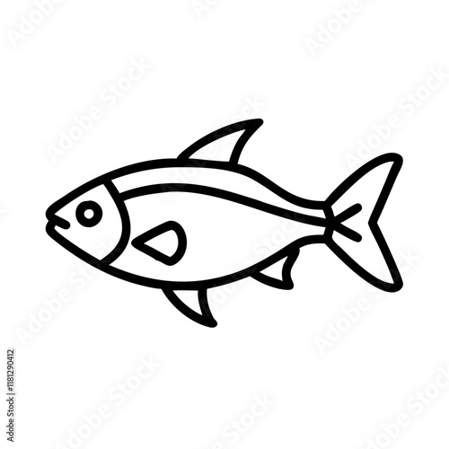 congo tetra fish icon, fish line art, fish vector  - simple black line art icon of congo tetra fish perfect for logos, and fish-themed designs.