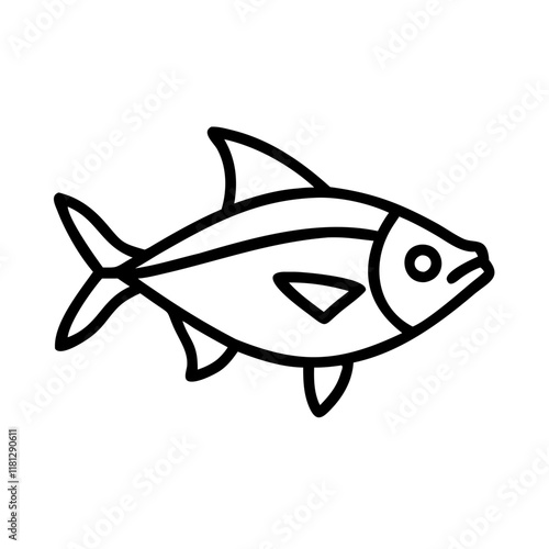 ember tetra fish icon, fish line art, fish vector  - simple black line art icon of ember tetra fish perfect for logos, and fish-themed designs.