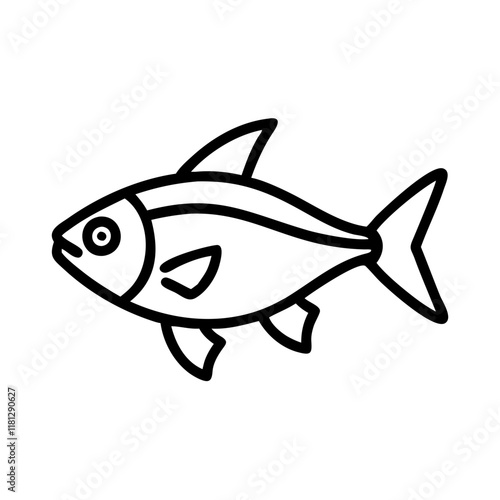 ember tetra fish icon, fish line art, fish vector  - simple black line art icon of ember tetra fish perfect for logos, and fish-themed designs.