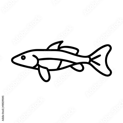 kuhli loach fish icon, fish line art, fish vector  - simple black line art icon of kuhli loach fish perfect for logos, and fish-themed designs.