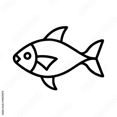 lemon tetra fish icon, fish line art, fish vector  - simple black line art icon of lemon tetra fish perfect for logos, and fish-themed designs.