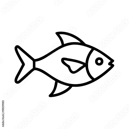 lemon tetra fish icon, fish line art, fish vector  - simple black line art icon of lemon tetra fish perfect for logos, and fish-themed designs.