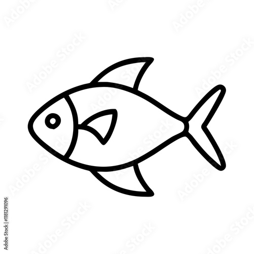 lemon tetra fish icon, fish line art, fish vector  - simple black line art icon of lemon tetra fish perfect for logos, and fish-themed designs.