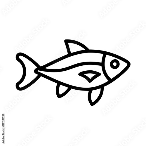 neon tetra fish icon, fish line art, fish vector  - simple black line art icon of neon tetra fish perfect for logos, and fish-themed designs.