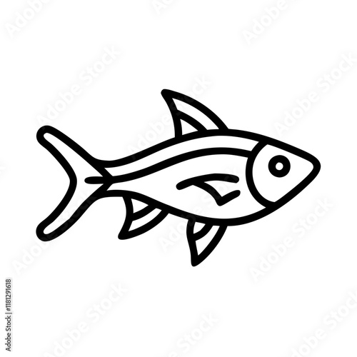 rasbora fish icon, fish line art, fish vector  - simple black line art icon of rasbora fish perfect for logos, and fish-themed designs.