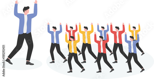 Leadership, election concept. Businessmen encourage colleagues.

