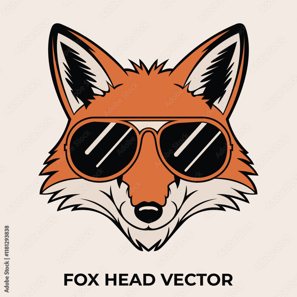 fox wearing sunglasses and smiling mascot, sticker and t-shirt print design, logo vector illustration fox wearing sunglasses and smiling mascot, sticker and t-shirt print design, logo vector illustration