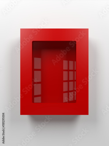 Empty emergency box. Red color. 3d illustration.