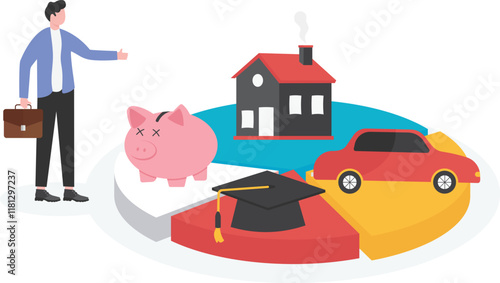 Asset allocation dividing an investment portfolio among different asset categories.
