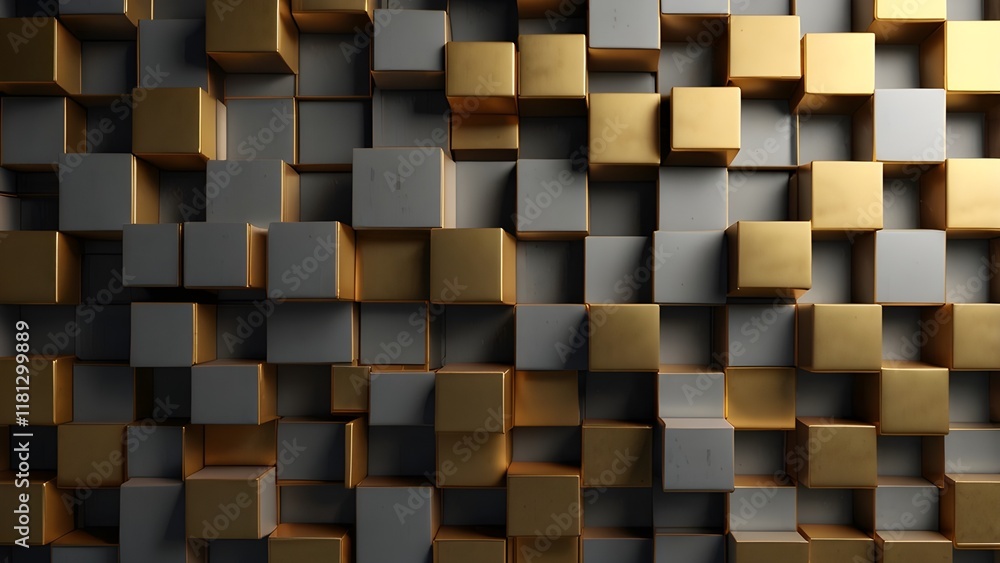Modern gold and light grey square overlapped pattern on background with shadow. Generative AI Modern gold and light grey square overlapped pattern on background with shadow. Generative AI