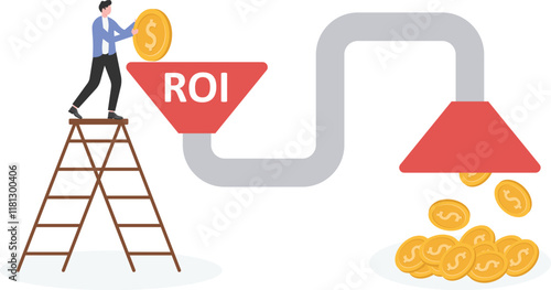 ROI, return on investment performance measure from cost invested and profit efficiency.High risky and high payback.
