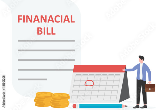 Financial bill, Salary payroll system, income calculate and automatic payment, office accounting administrative or calendar pay date,
