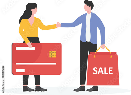 Salesman job abstract concept vector illustration. Personalized selling, face-to-face sales strategy, sales growth, personal discount,

