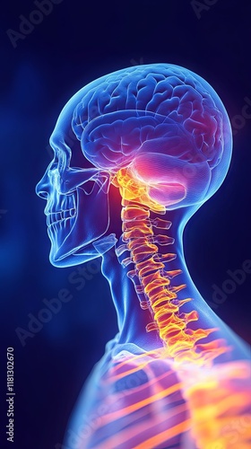 Human Spine and Brain Anatomy Illustration photo