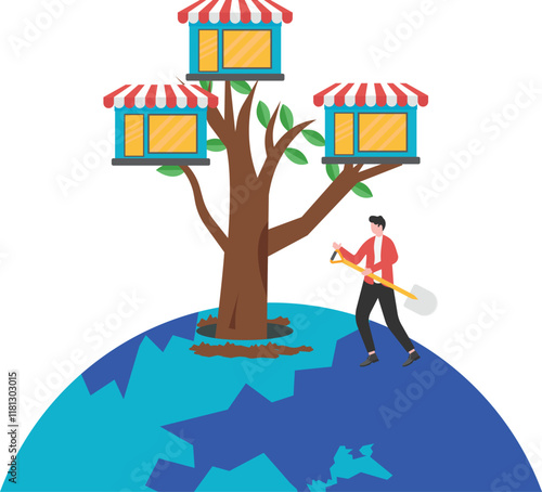 Franchise business opportunity to start or expand store and shop, selling shop license or growing business to global and international concept,
