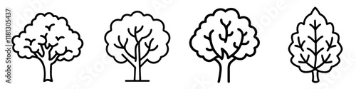 elm tree icon, tree line art, tree vector - simple black line art icon of elm tree perfect for logos, and tree-themed designs.