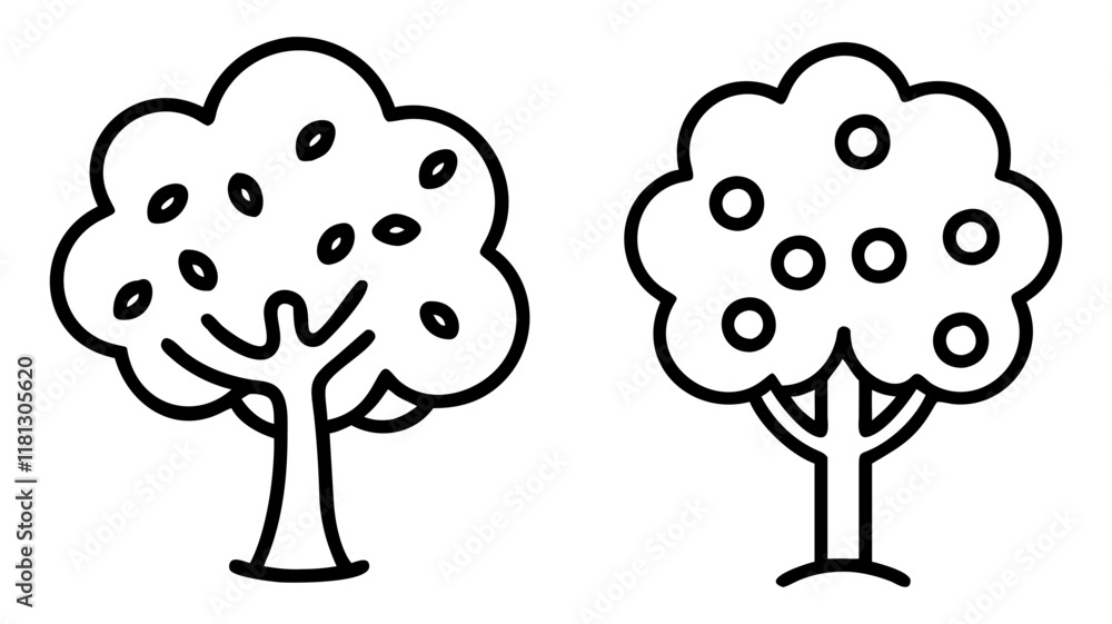 orange tree icon, tree line art, tree vector - simple black line art icon of orange tree perfect for logos, and tree-themed designs. orange tree icon, tree line art, tree vector - simple black line art icon of orange tree perfect for logos, and tree-themed designs.