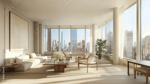 Wallpaper Mural Modern Minimalist NYC Apartment Luxury Living Room Design with City Views Torontodigital.ca